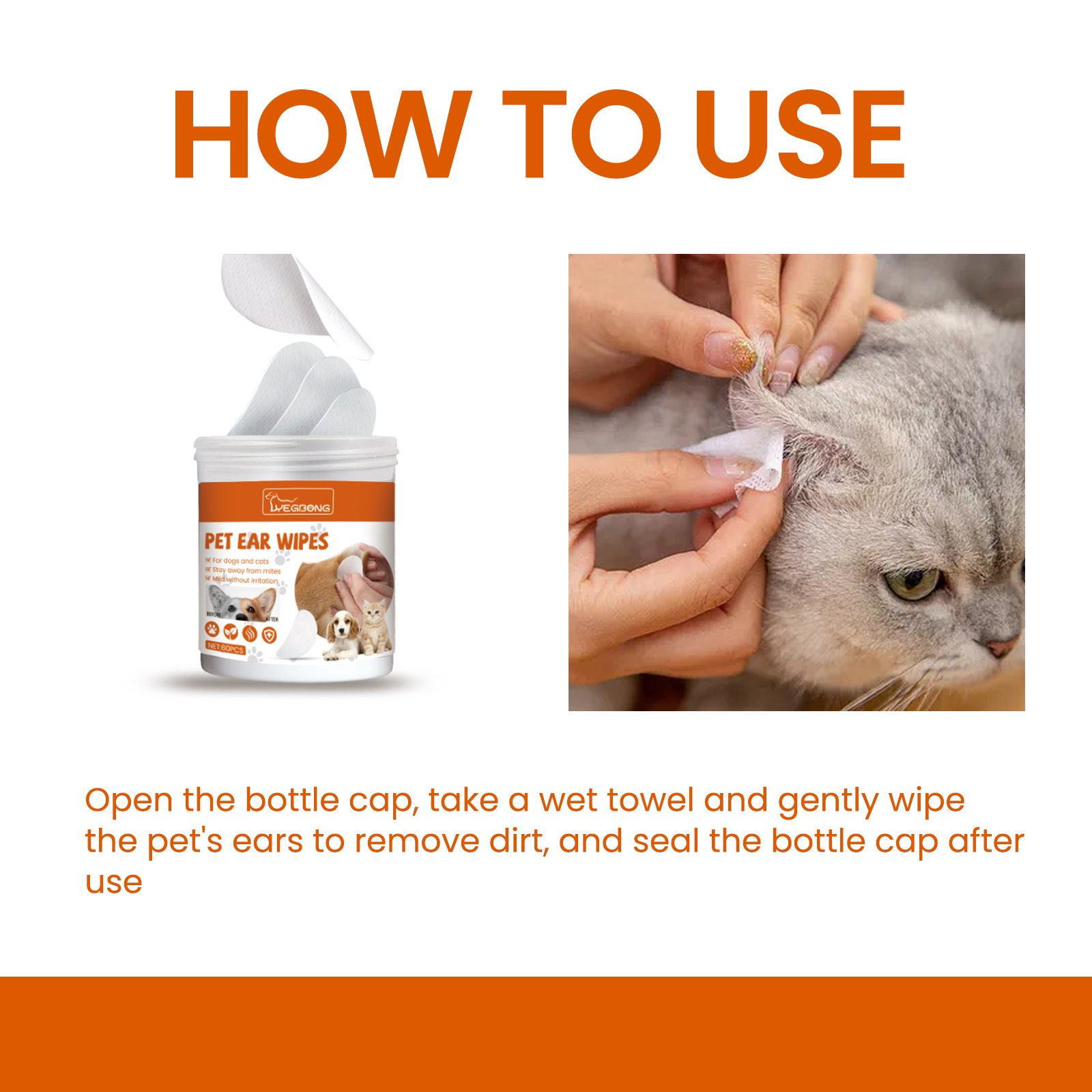 Pet Ear Wipes, Pet Ear Cleaning Deodorizing Removing Mite And Earwax Cleaning Wipes - Image 6